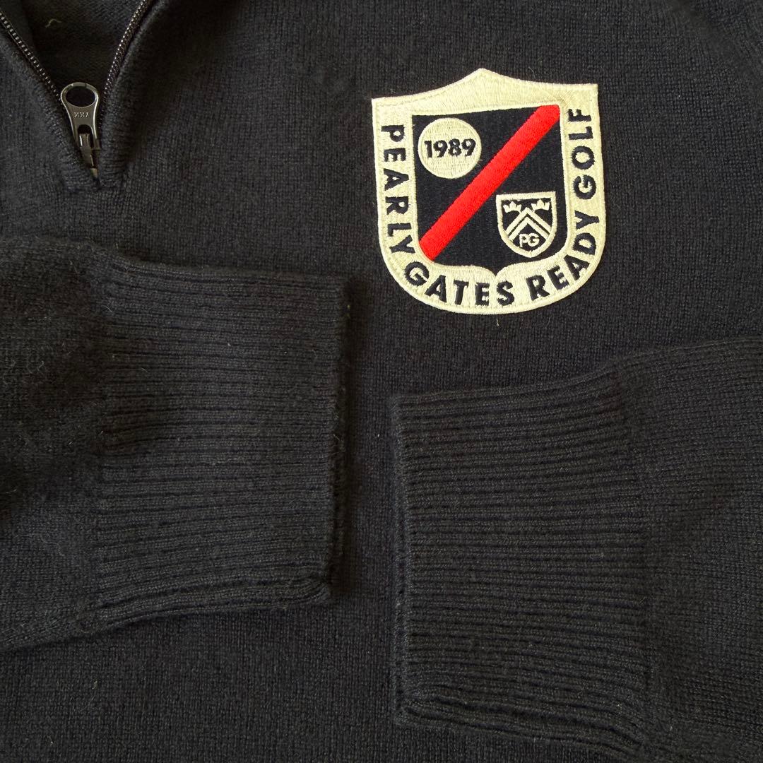 カシミヤ素材　パーリーゲイツ　ニット　紺　M〜L相当　ハーフジップ　セーター　5