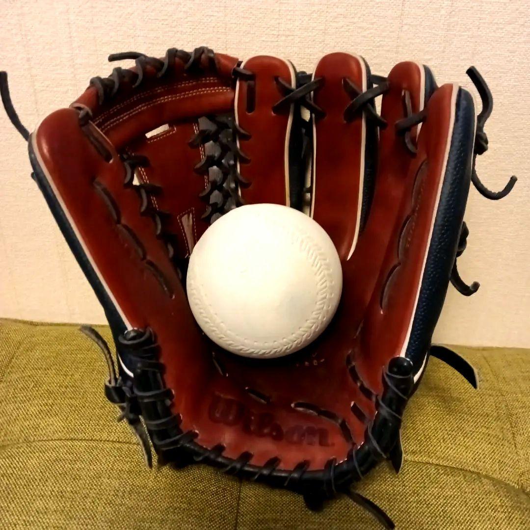 ■美品 湯もみ型付■ウィルソン DUAL オールラウンド グローブ 軟式グラブ