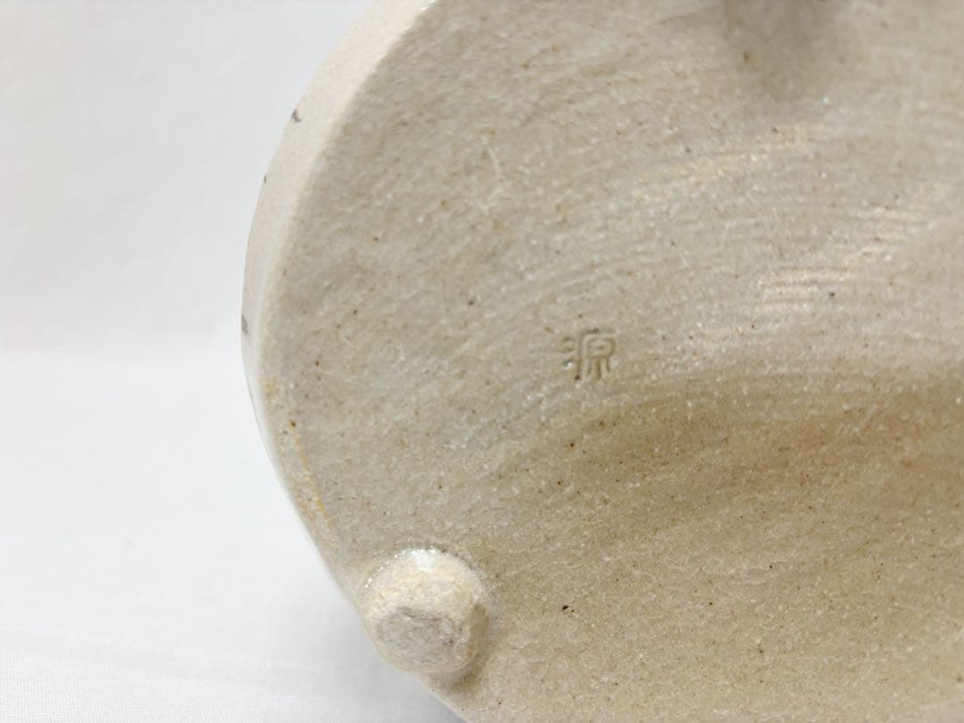 ほぼ未使用 茶道具 田中源彦造 菊泉窯 織部水注 陶印 提梁式 水次 共箱