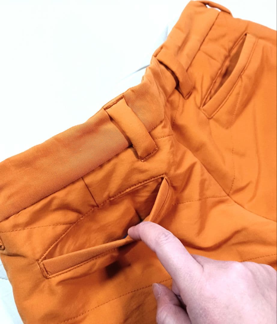 美品■TOVHO トヴホ 裏地付 防寒 撥水 中綿パンツ オレンジ メンズ 03