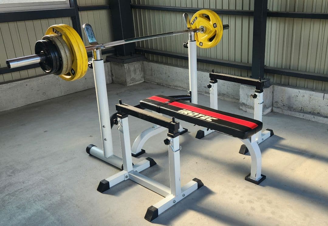 ベンチプレスセット　オリンピックプレート90キロ+シャフト20キロ　アイロテック