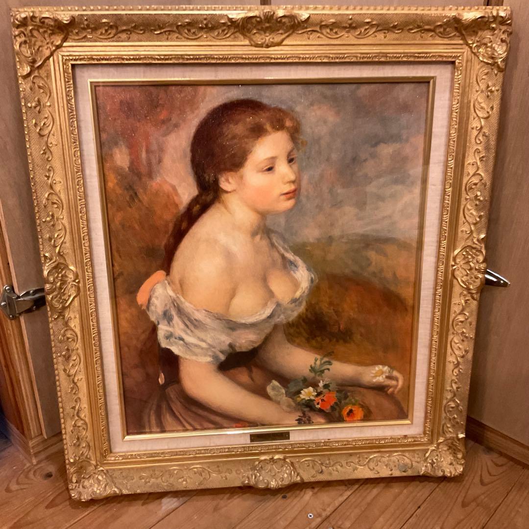 71cm×63cm！ルノワール「花を持つ少女」ルノアール 「雛菊を持つ少女」