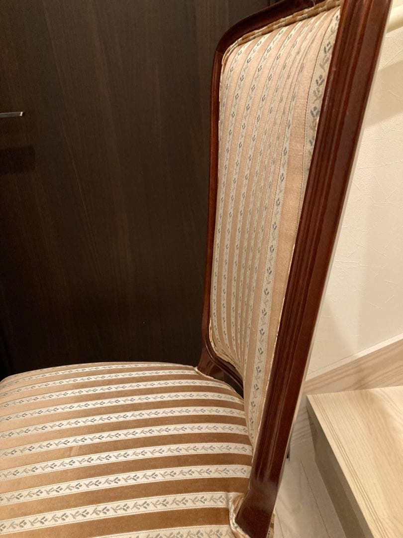 希少　クラシックストライプ柄木製椅子