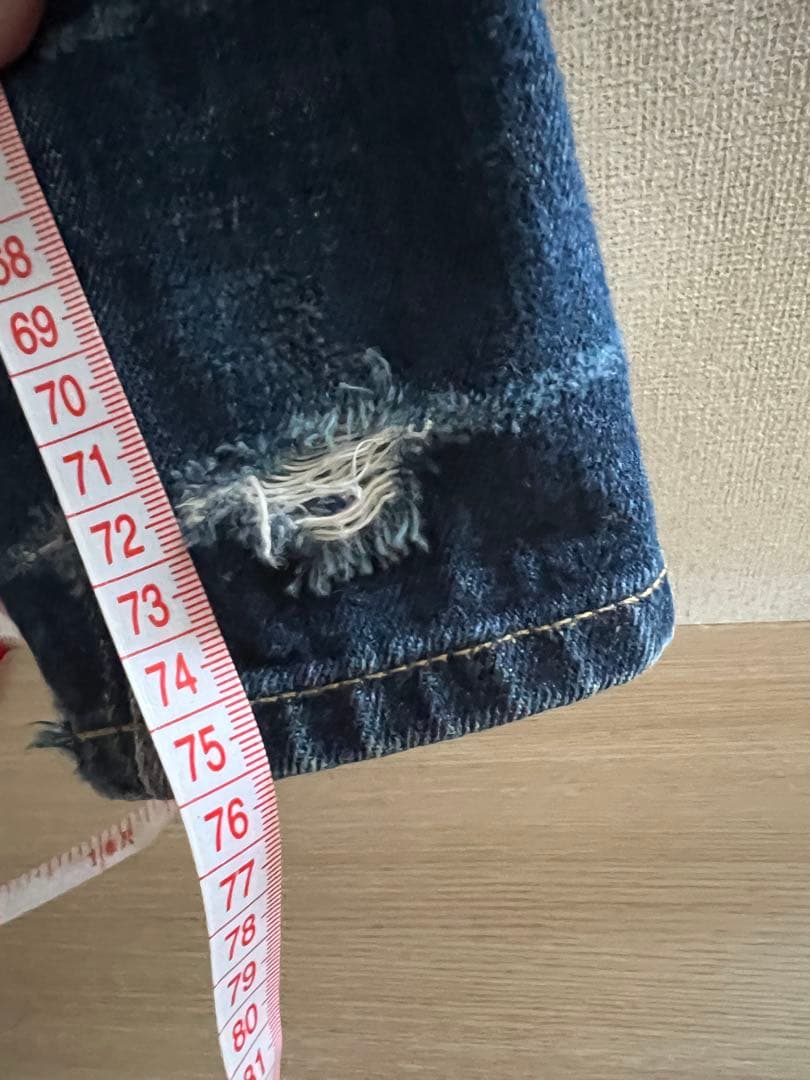 OLD Supreme 赤耳ストレートデニム ダメージあり1