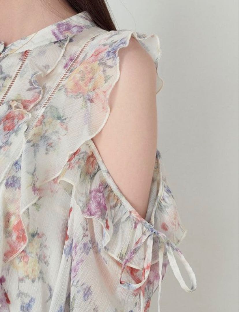 【美品】snidel プリントフリルシフォンミニワンピース Mix サイズ0