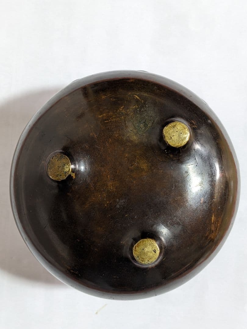 ♦江戸時代 三ツ足 香炉 火入 銅器 銅製 真鍮 コレクション骨董品アンティーク