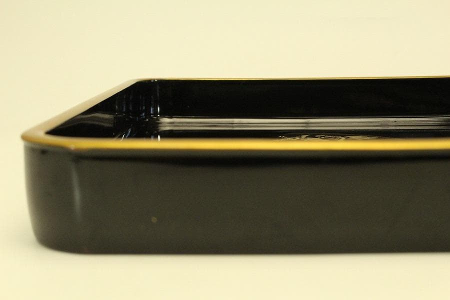 扇蒔絵 四方 廣蓋 煎茶盆 香盆(ZE705)