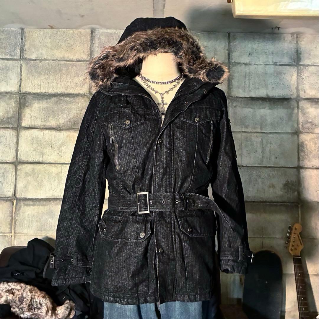 ダークコア　グランジ　ファー付き　モッズコート　平成　お兄系　ギミック　中綿