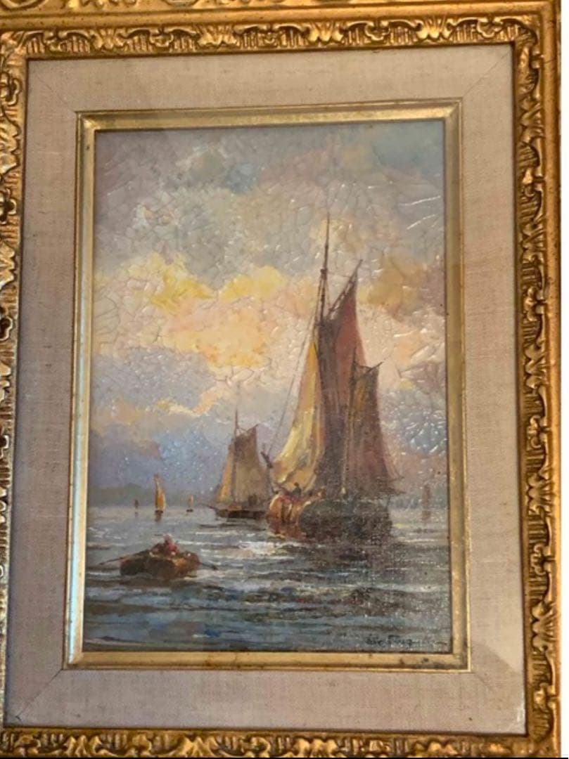 《アンティーク！！一点もの！！》《送料無 料》⭐︎絵画 鈴木政輝作　出船⭐︎