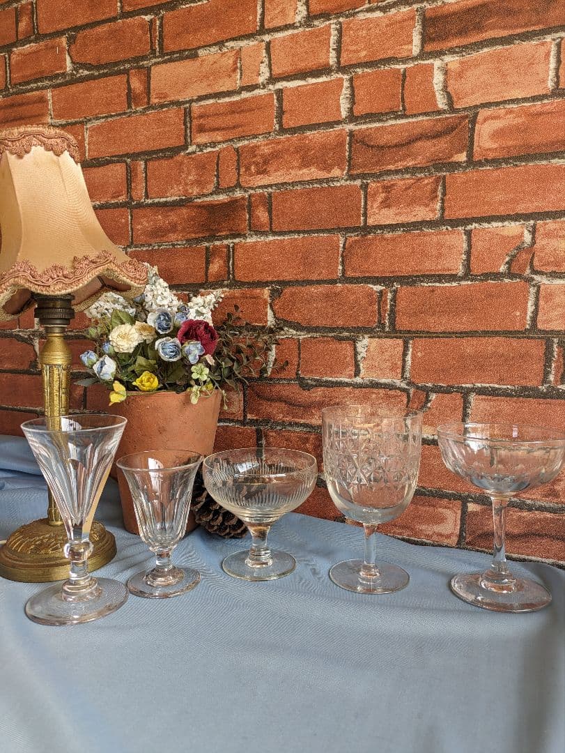 イギリスアンティーク　1910〜1930年代 アンティークグラス　5個セット