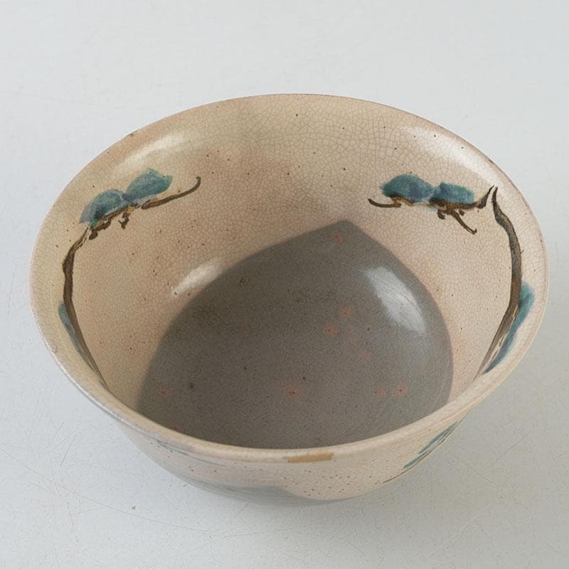 茶道具　尾形乾山作　色絵松図　茶碗　仕覆付　時代箱　Z　8609