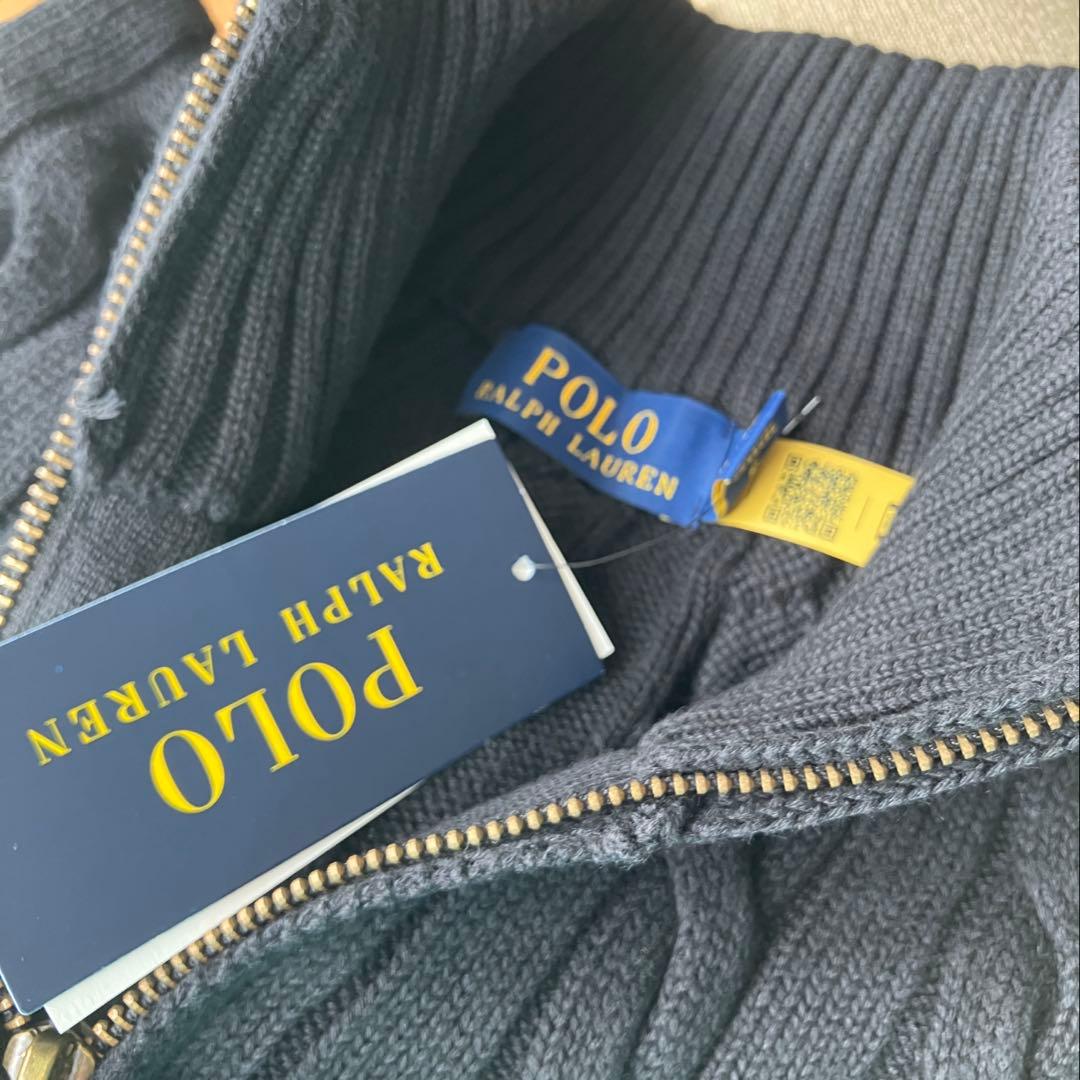 POLO RALPH LAUREN ケーブルニット ハーフジップ メンズ L 黒
