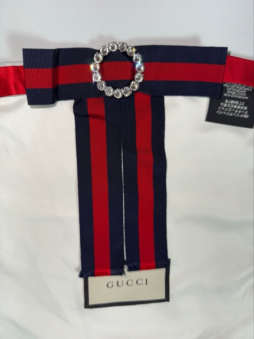 GUCCI リボンタイ　ネイビー レッド