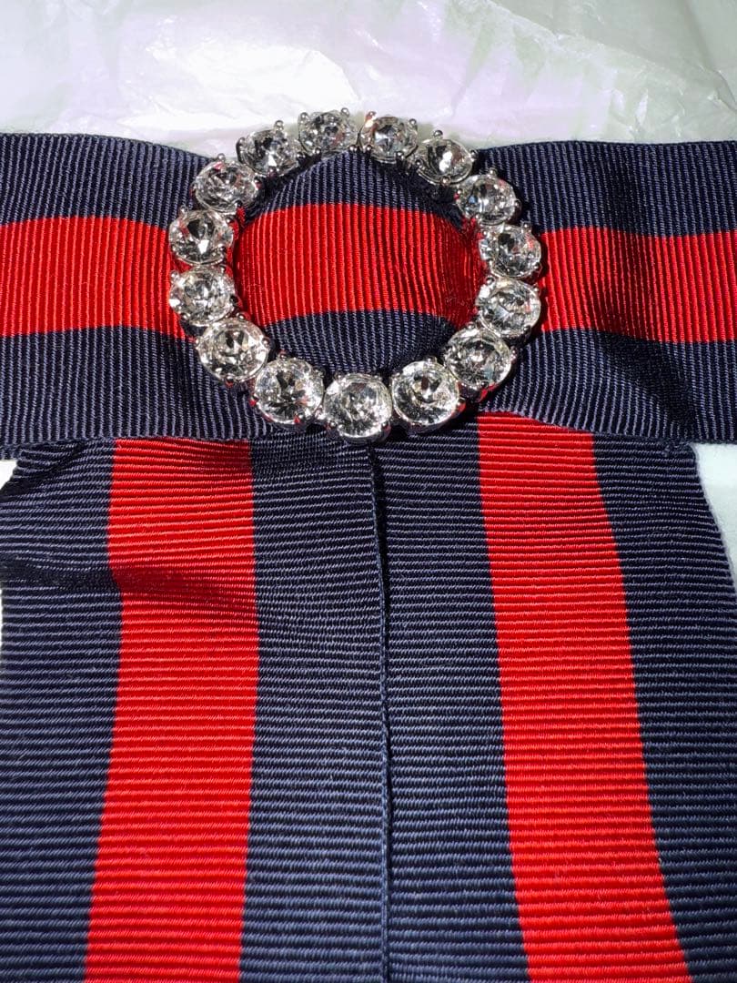 GUCCI リボンタイ　ネイビー レッド