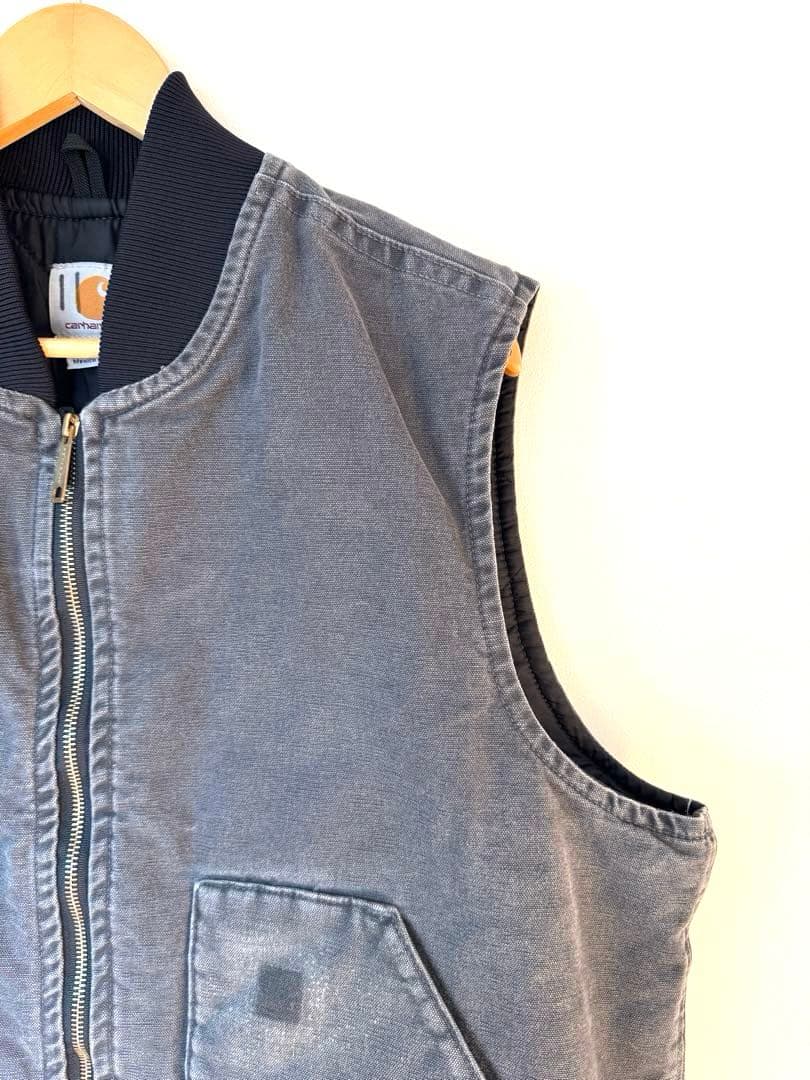 【大人気】良品 カーハート ダックベスト XL グレー フェード ヴィンテージ