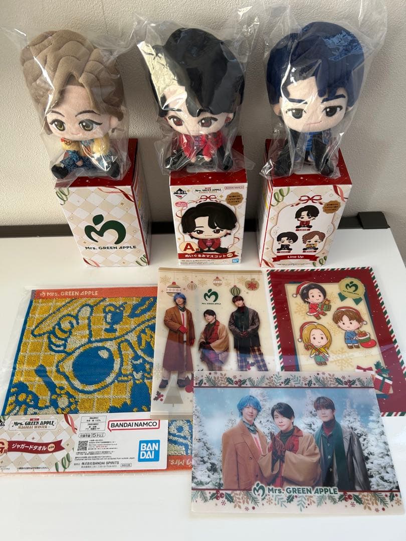 一番くじMrs. GREEN APPLE メンバーぬいぐるみ、タオル他！