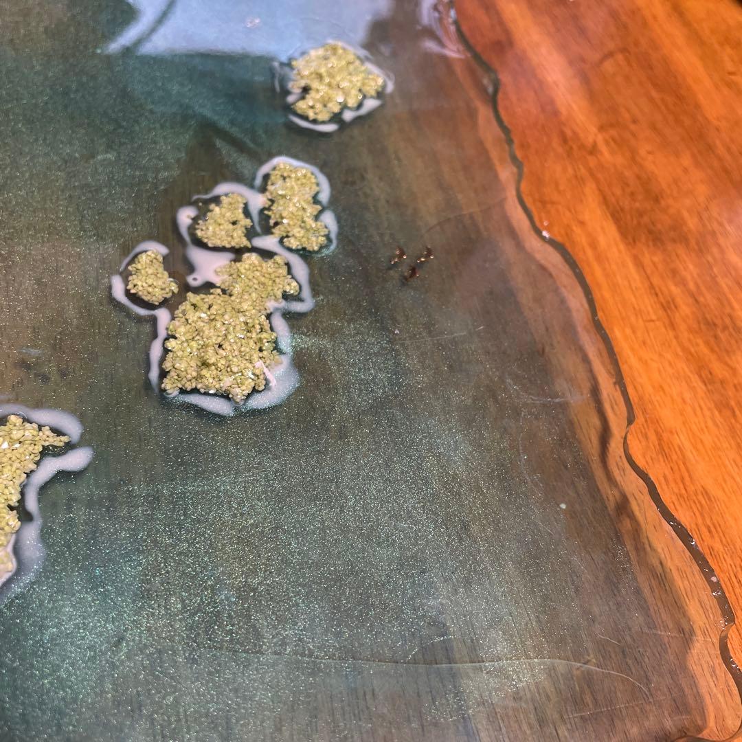 Aloha装飾プレート 青緑色　Hawaii レジン