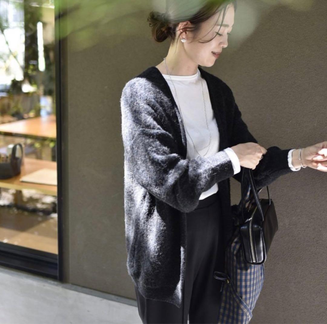 OUR 洗えるアルパカ混ふんわりニットカーデ