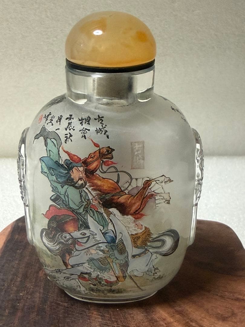 ガラス製スナップボトル 馬に乗った武士の絵