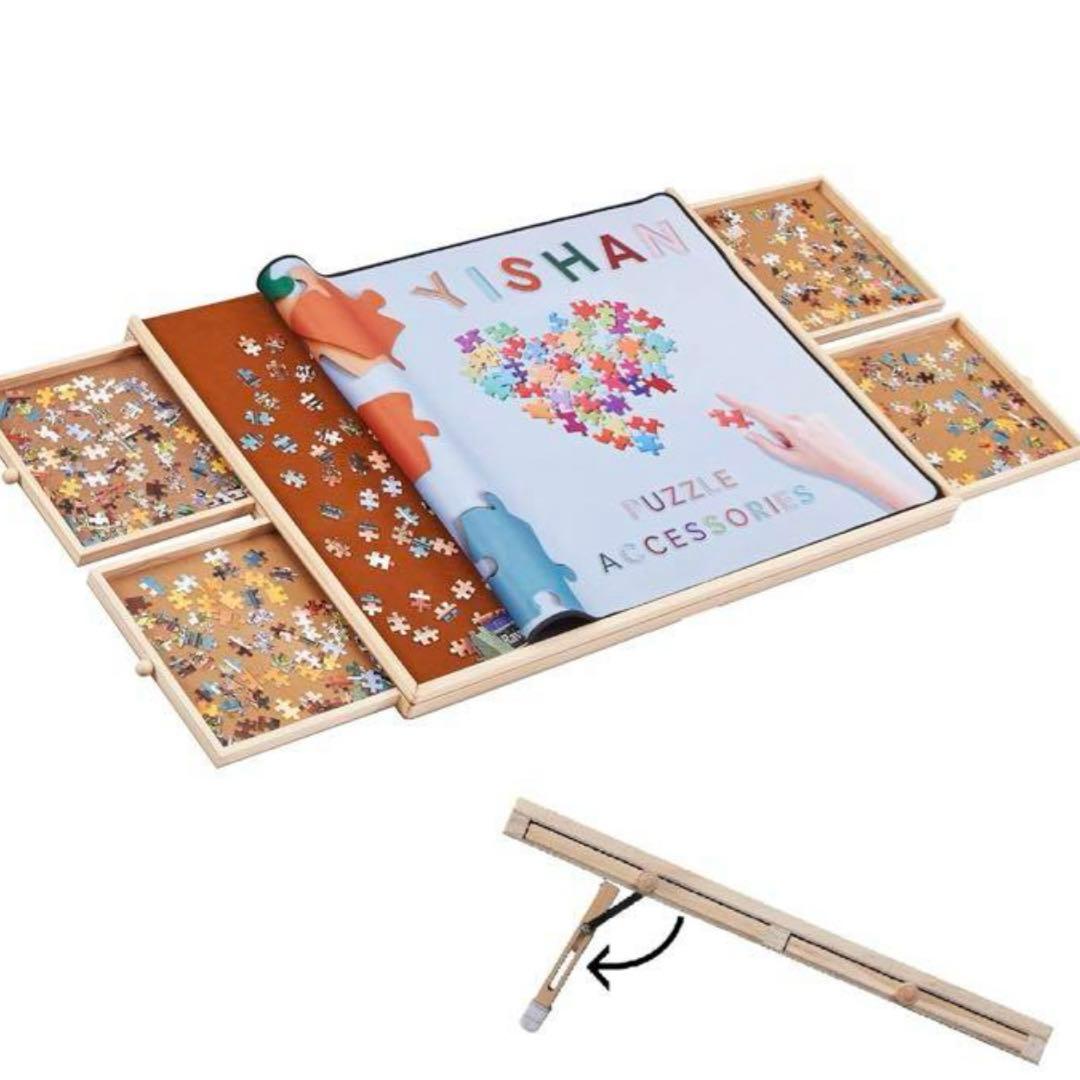 YISHAN 1000ピース 木製ジグソーパズル　ボードテーブル　パズルテーブル