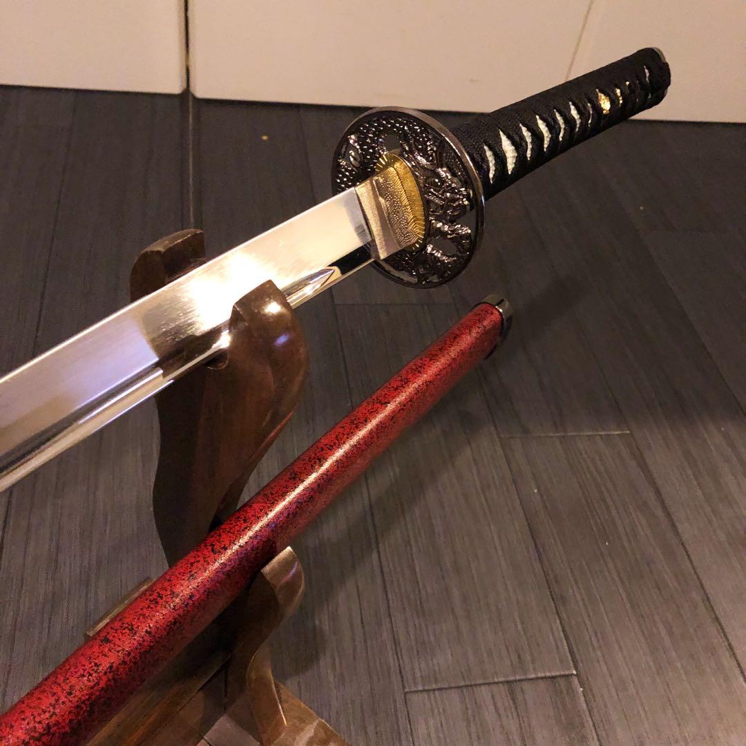 陸奥守吉行　高級模造刀　坂本龍馬拵え　居合刀　優乱刃紋　朱拵え　合金刀身