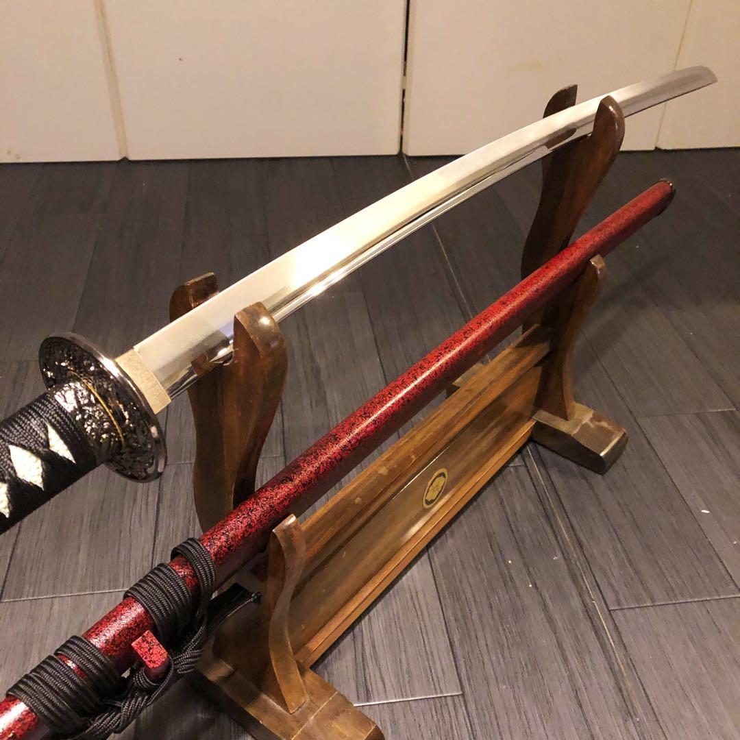 陸奥守吉行　高級模造刀　坂本龍馬拵え　居合刀　優乱刃紋　朱拵え　合金刀身