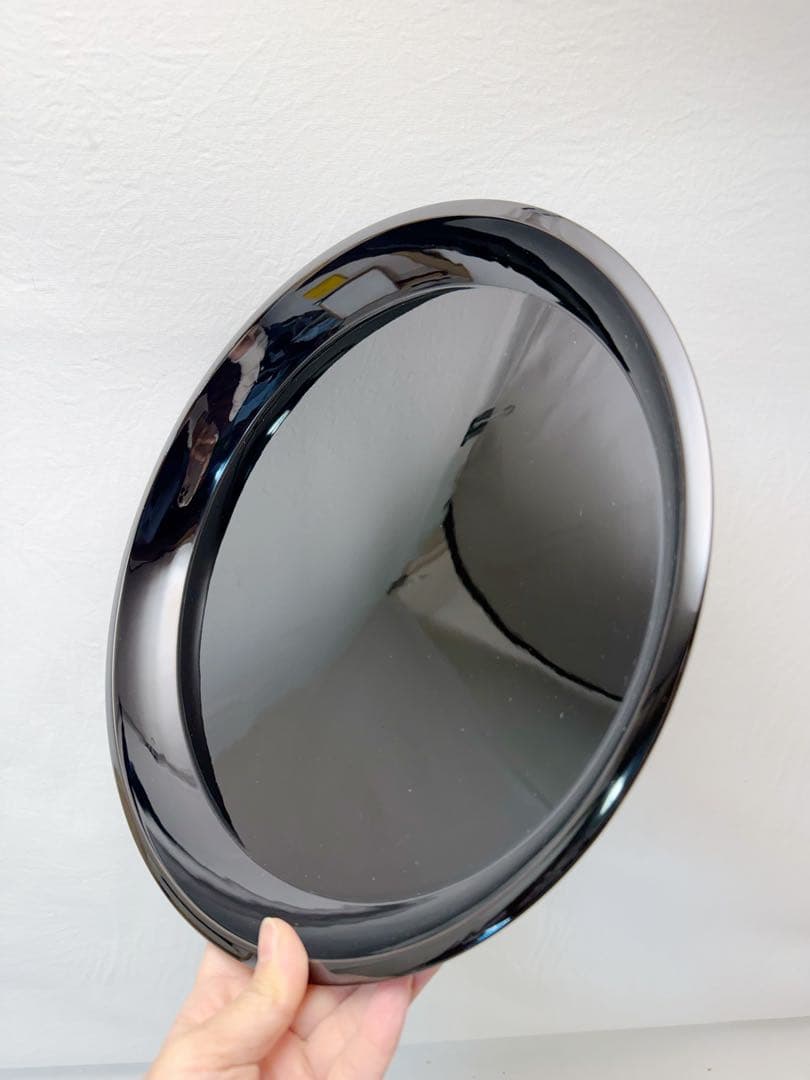 未使用 茶道具 塗師 静峰作 輪島塗 木製黒真塗 大円盆 共布 共箱