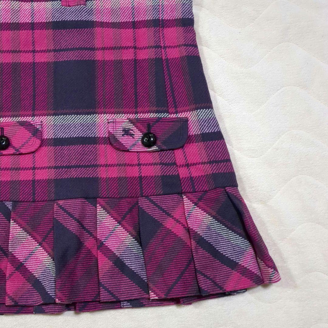 バーバリー　ブルーレーベル　ジャンパースカート　チェック　プリーツ　ピンク　38