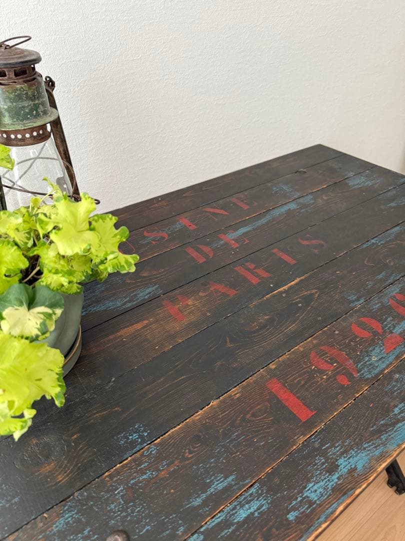 【英国買付・希少】ペイント天板 × SINGER脚 アンティークテーブル