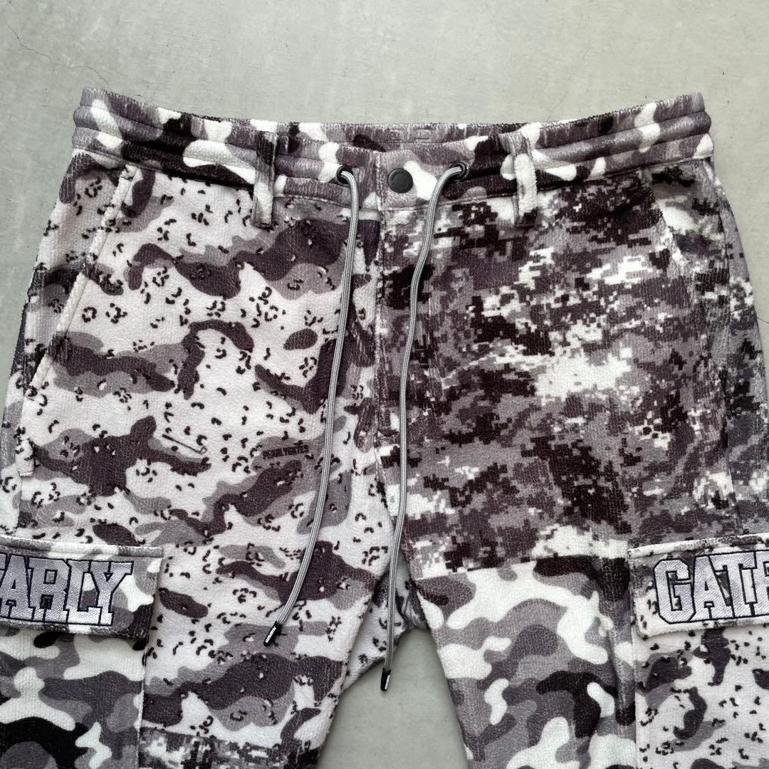 パーリーゲイツ ダブルラッセル マルチカモプリントパンツ 裾リブ ジョガーパンツ