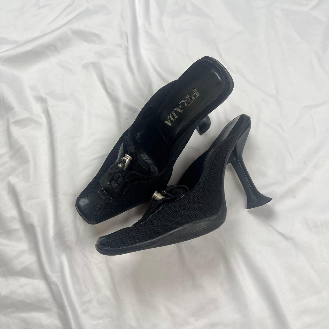 靴 Archive PRADA mesh mules black