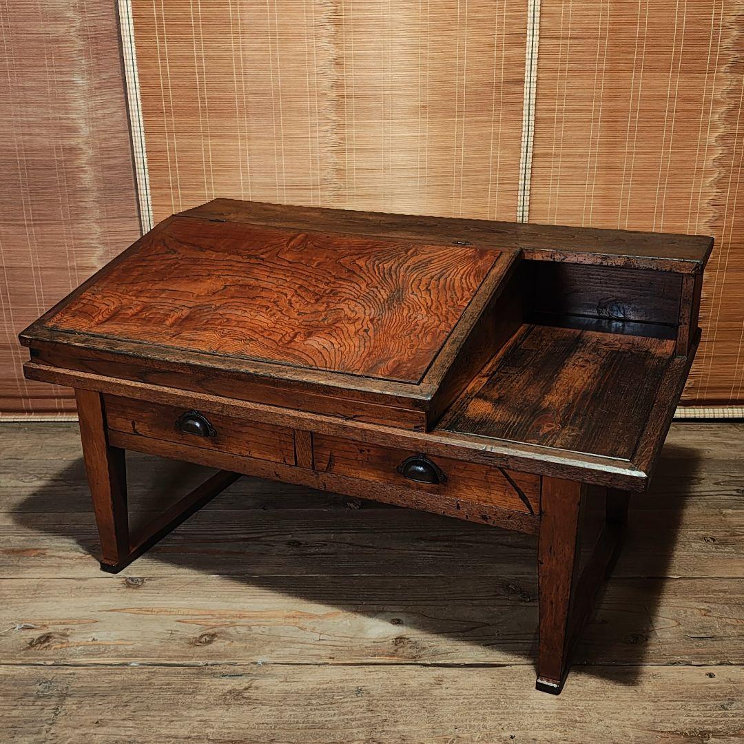 帳場机　文机　ライティングデスク　昭和レトロ　古家具