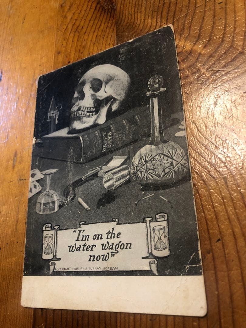 アンティーク　スカル　髑髏　骸骨　オンブックスカル　ビンテージ　ポストカード