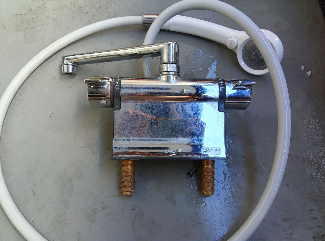 KVK KF3011T 混合水栓 デッキ型サーモスタット式シャワー 工具付き