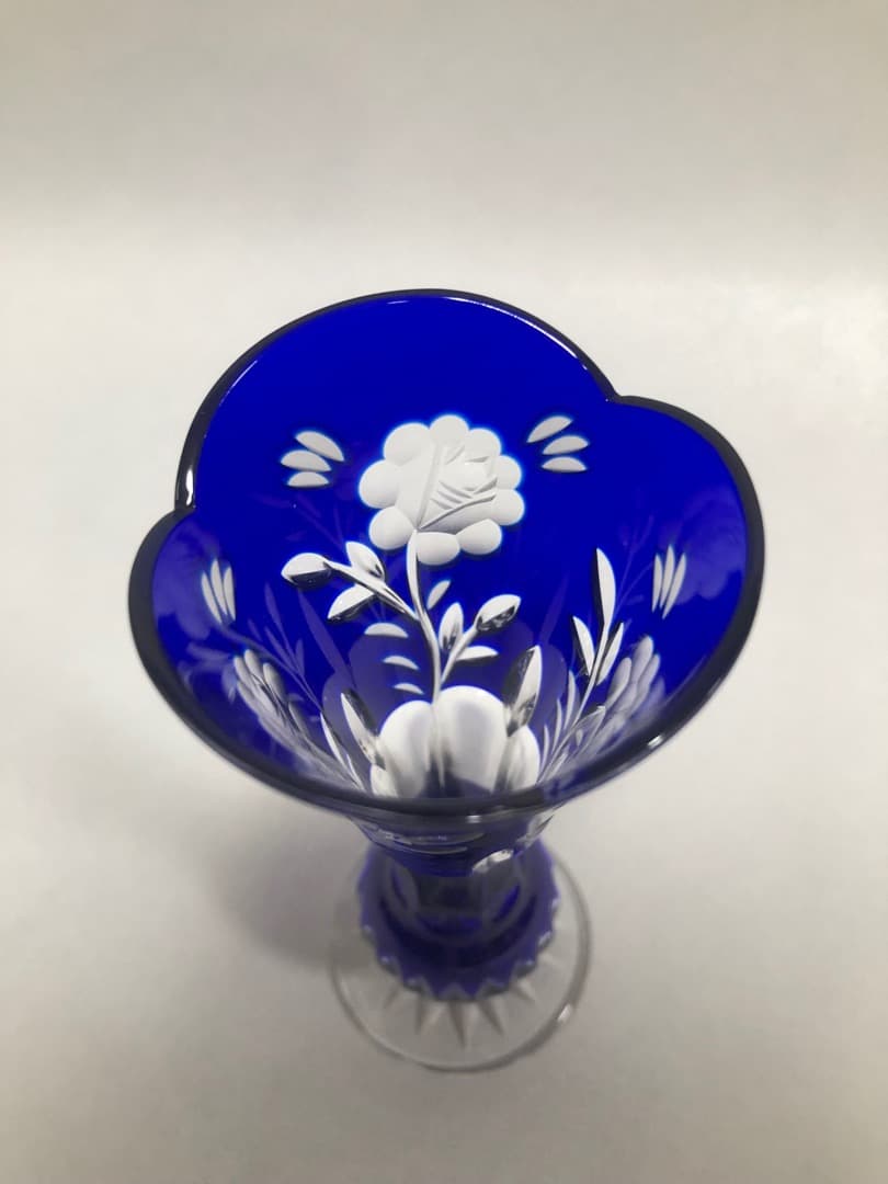 江戸切子丸型花瓶　クリスタル一輪挿し　ボヘミア小鉢　3点セット