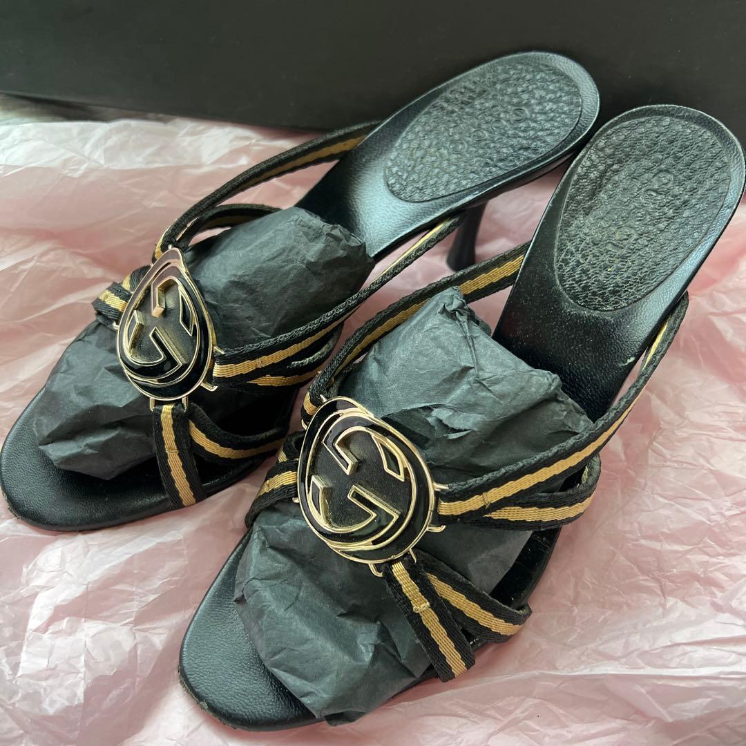 【中古】GUCCI グッチ ミュール サンダル ヒール レア