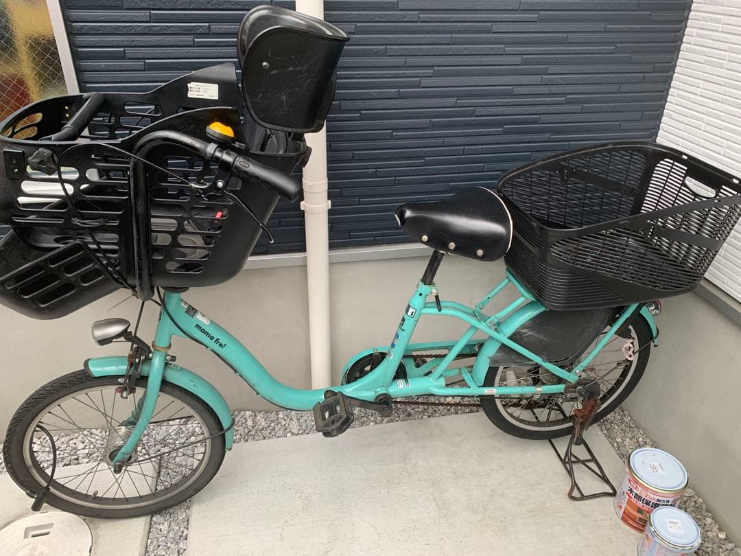 アクアブルー シティサイクル チャイルドシート付き