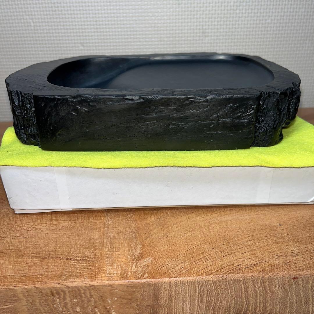 ⭕️雨畑硯　山下硯　芳石　山下三喜夫　栄寿堂製　甲州銘石　四六寸大　共蓋付硯