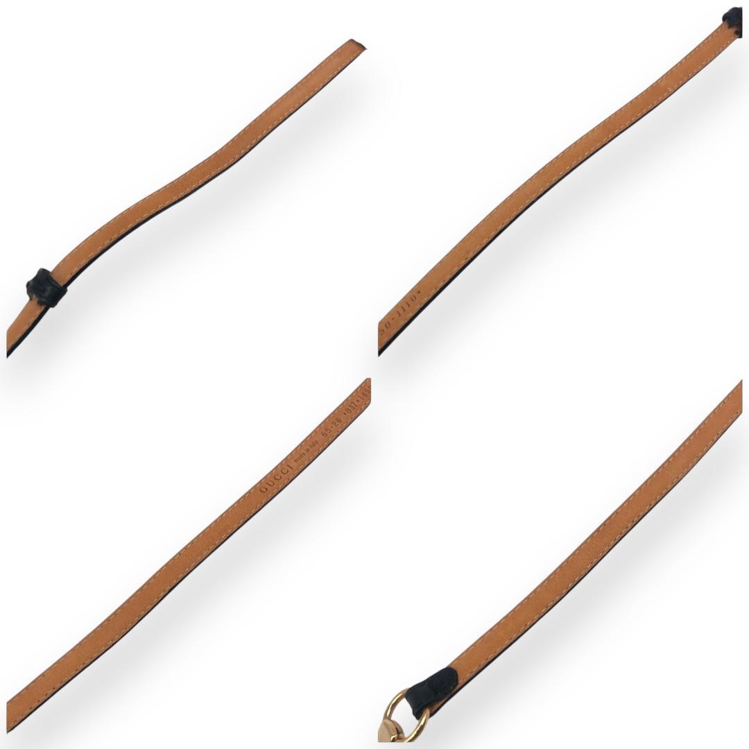 【美品】GUCCI グッチ ホースビット 細ベルト ゴールド ブラック レザー