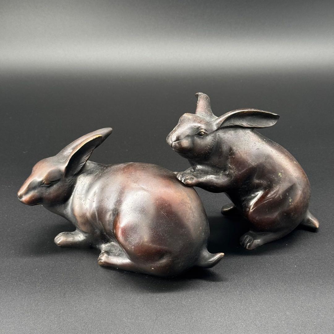 銅　うさぎ　置物