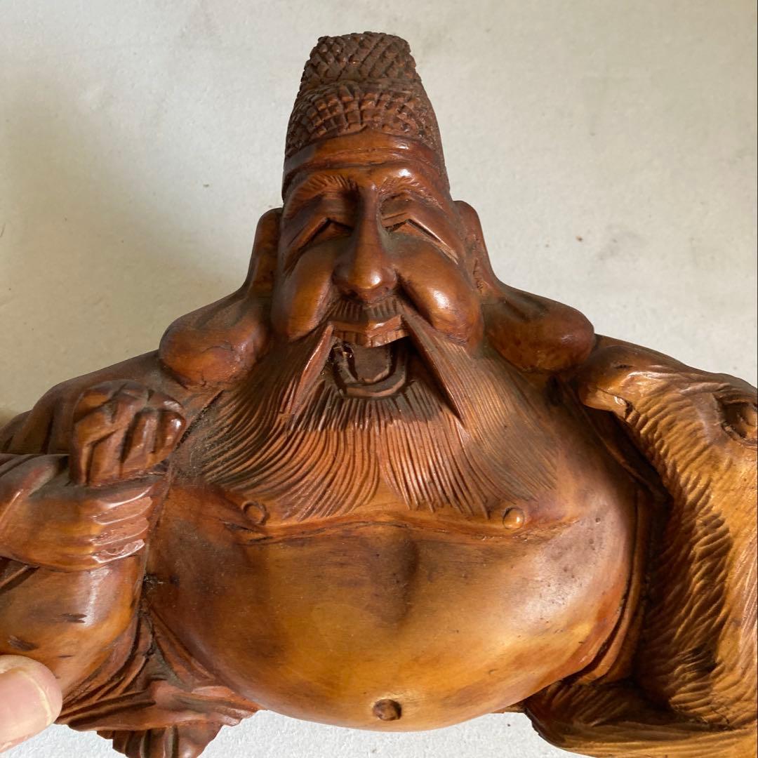 一刀彫 寿老人 鹿　玄鹿寿老人　福禄寿 鹿仙人
