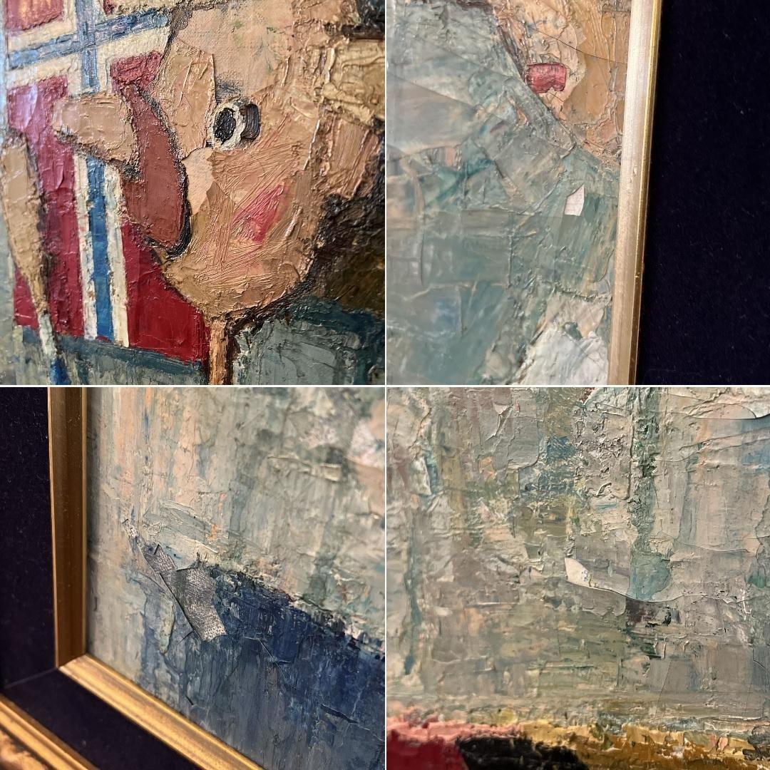 k002r114 額装油彩画 栗家功「人形の窓」50号F型 大型 額縁 ピノキオ