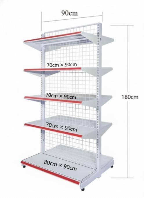 「業務用」両面什器 店舗展示棚 W90×H180×D70 店舗什器 陳列棚