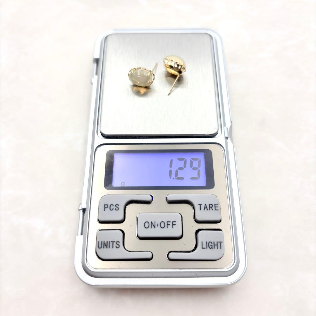 未使用　K18 オパール ピアス　イエローゴールド　遊色　大粒　希少品　レア