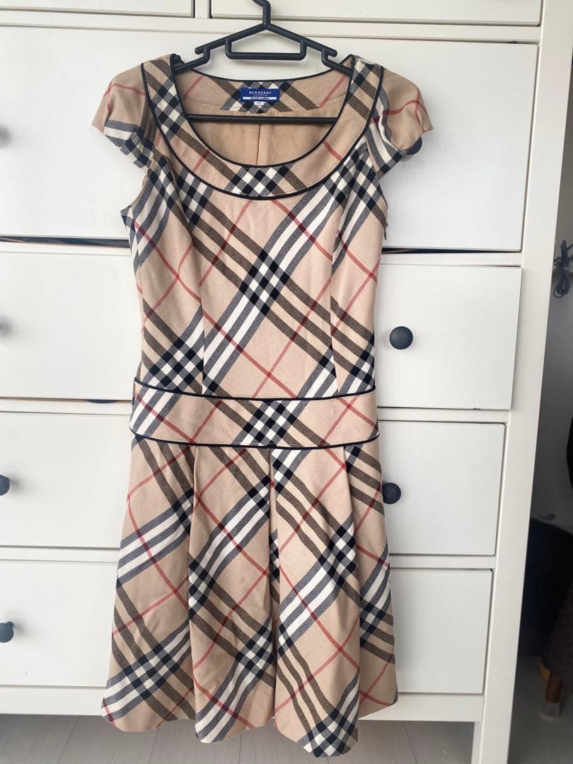 希少 バーバリー・ブルーレーベル ノバチェック美ラインワンピース 38