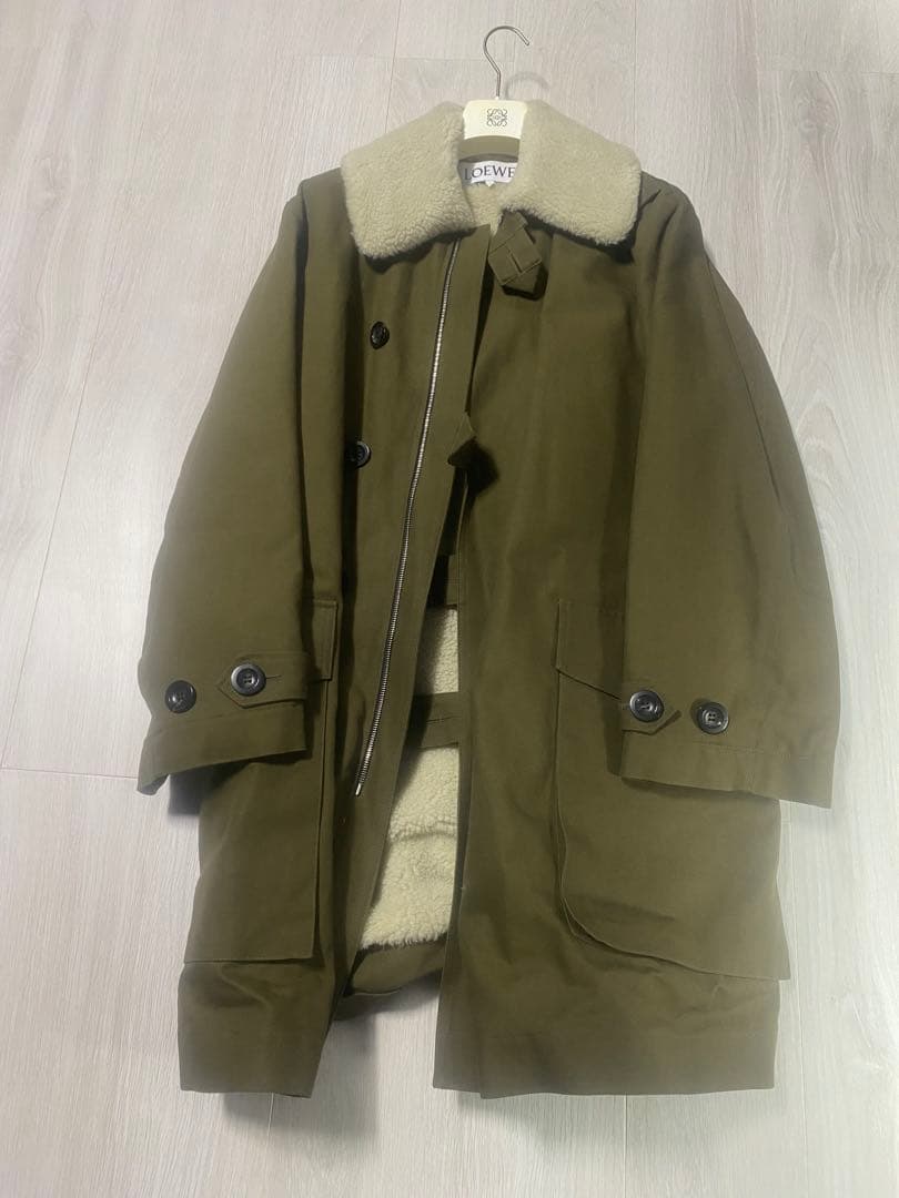 【HHHさん専用】LOEWE オリーブ色モッズコート シェルパ襟付き