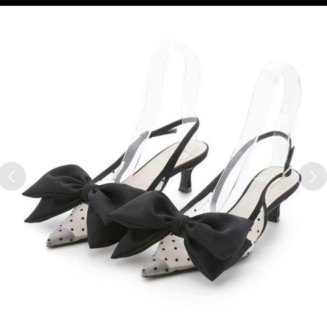 SNIDEL ドットメッシュリボンモチーフサンダル　Sサイズ　スナイデル