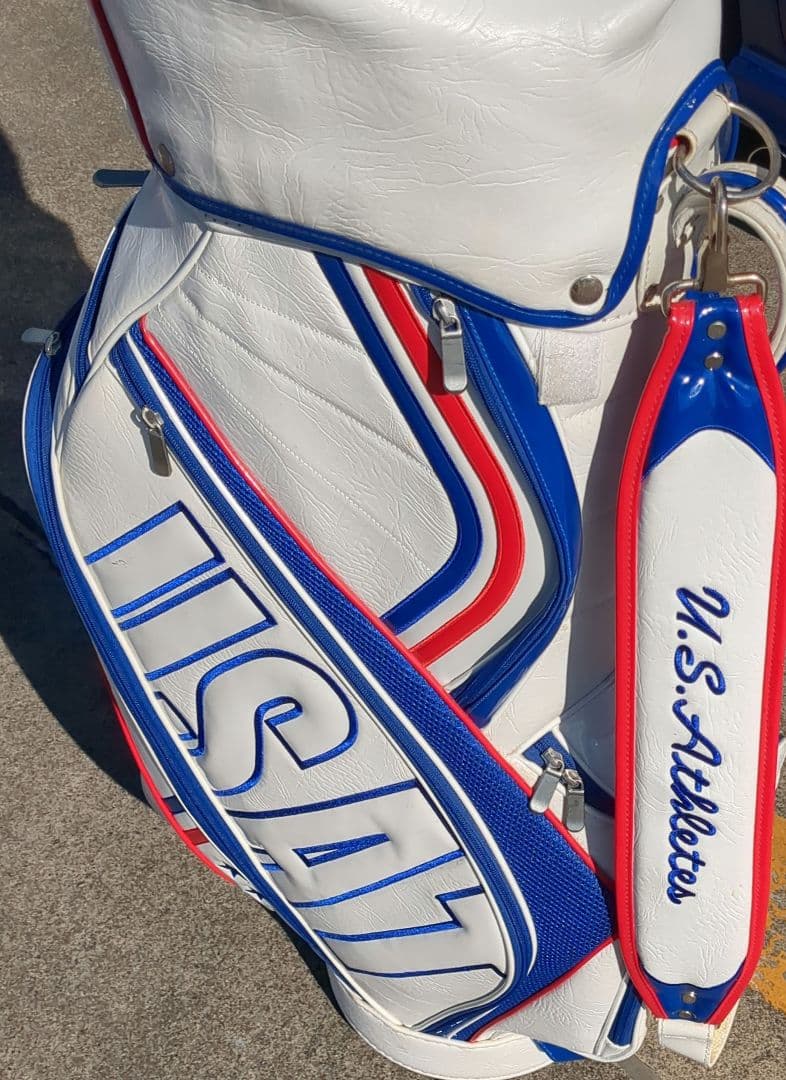 美品　USA キャディバッグ ホワイト/ブルー/レッド