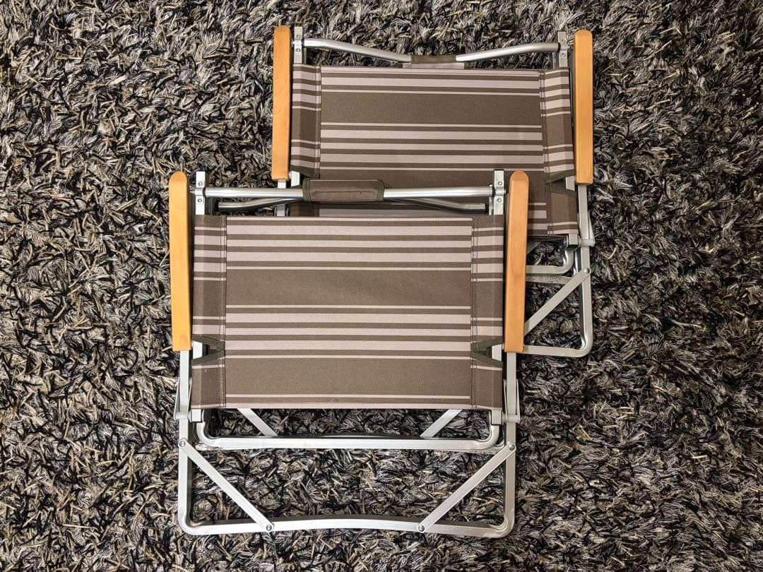 2台セット：コールマンファイヤープレイスフォールディングチェア オリーブボーダー