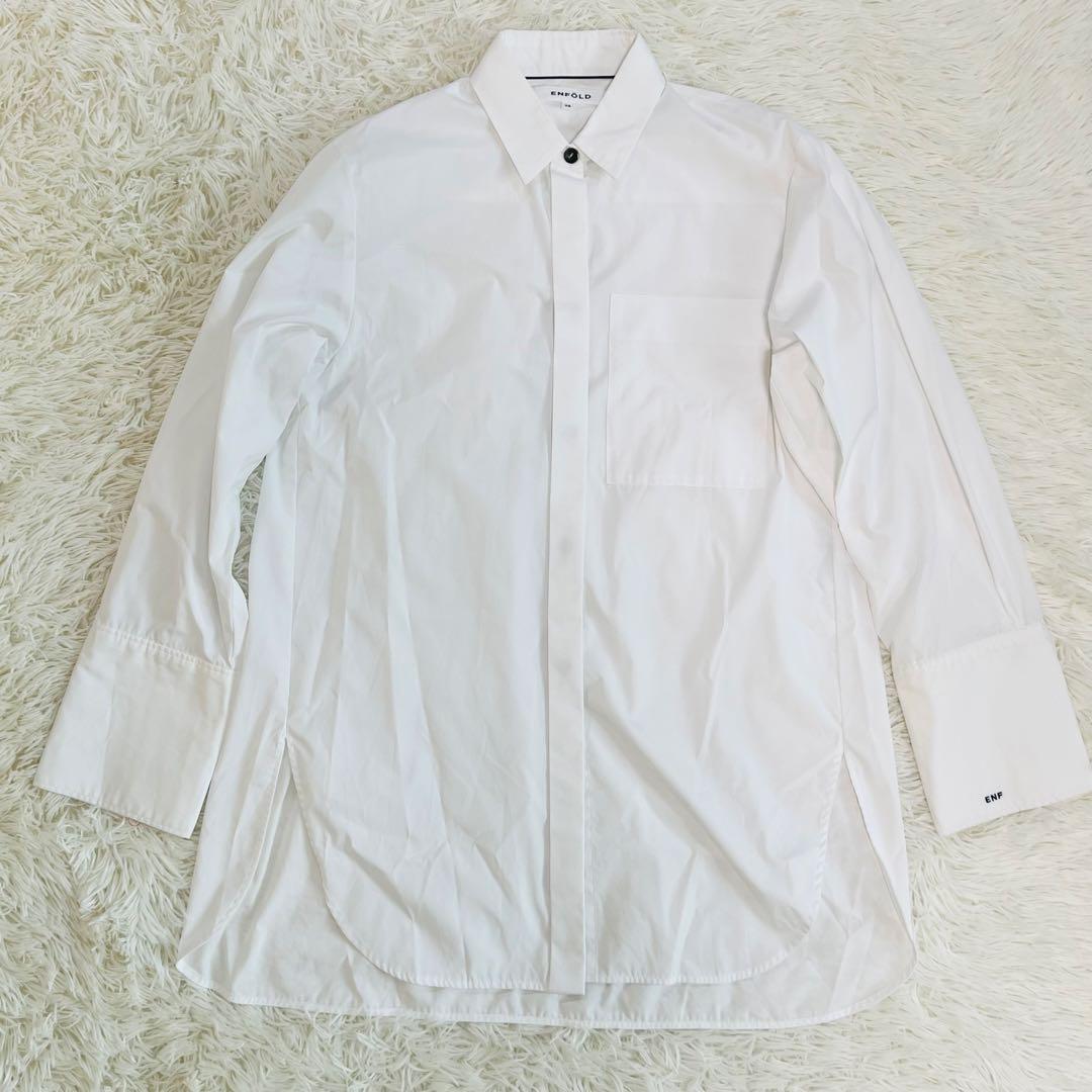 23ss エンフォルド スタンダードシャツ 白 比翼 長袖 mサイズ